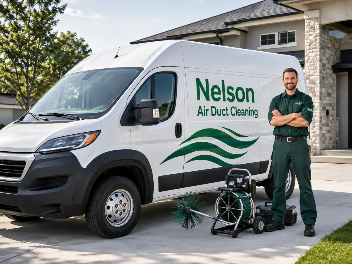 Nelson Air Duct Cleaning service technician and van